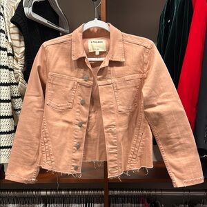 L'AGENCE Janelle Slim Raw Denim Jacket in Laredo Dusty Pink Size M